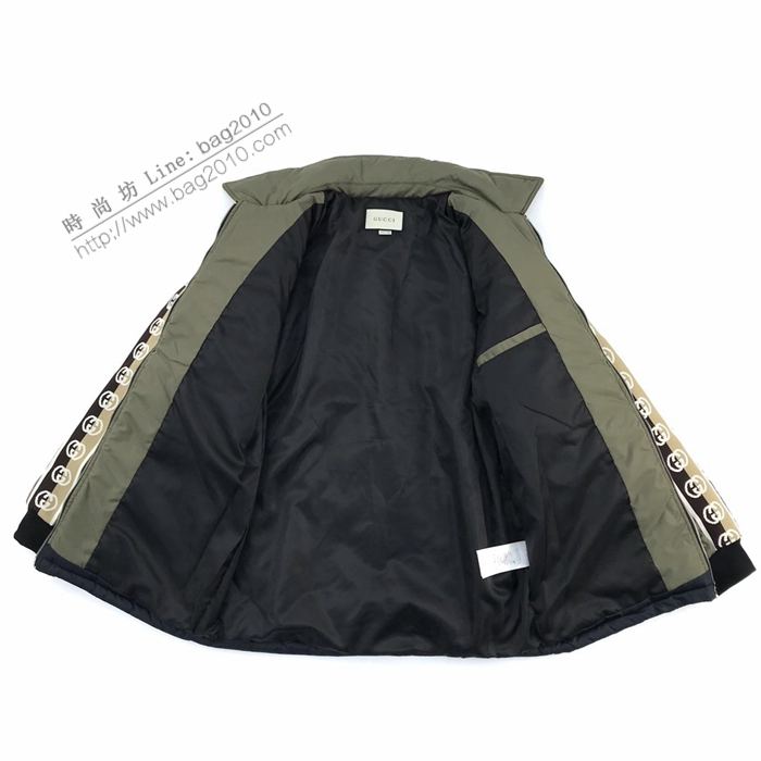 Gucci男裝 古奇2020秋冬新款GGlogo織帶拼色棉服外套  ydi3158